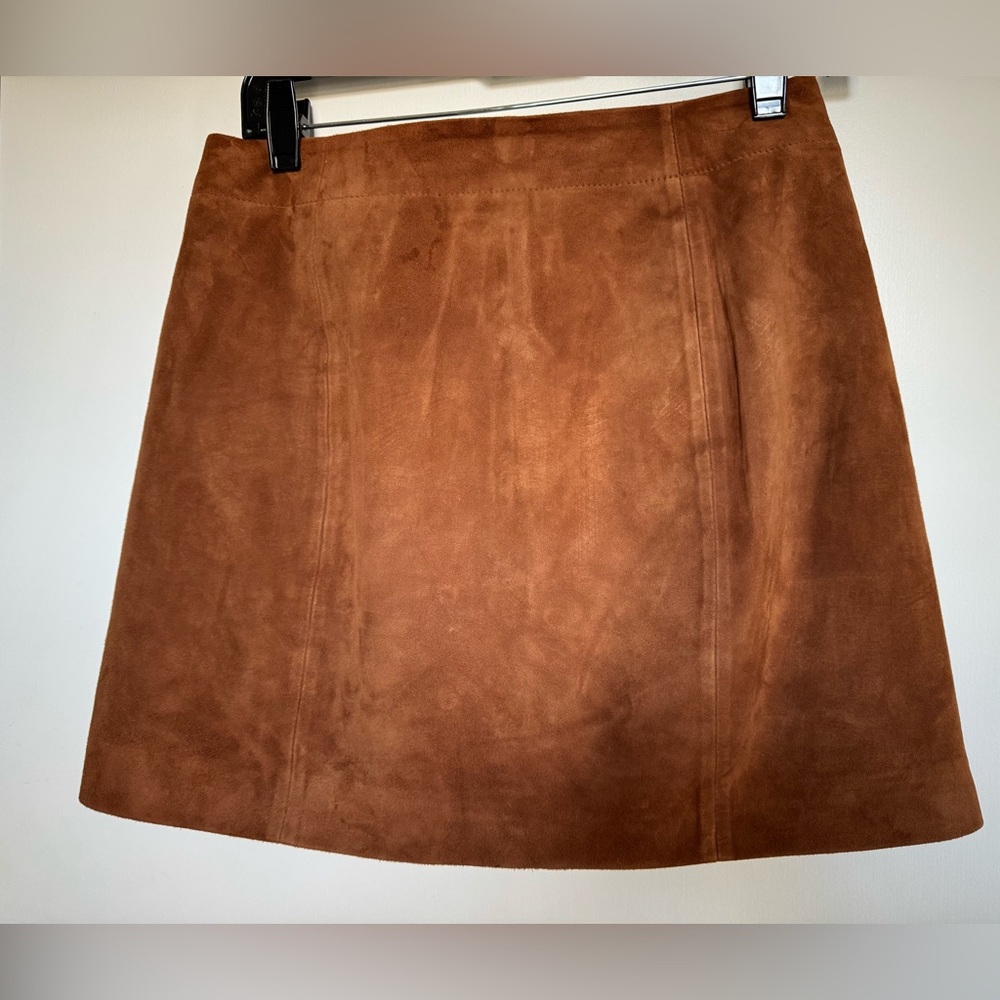 Sézane Nehir Caramel Goat Leather/Suede Skirt size 36 - Picture 9 of 11